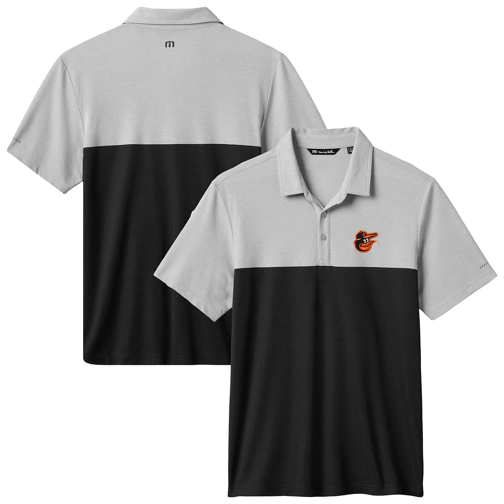 Men's TravisMathew Gray/Black Baltimore Orioles Home Run Leader Tri-Blend Polo