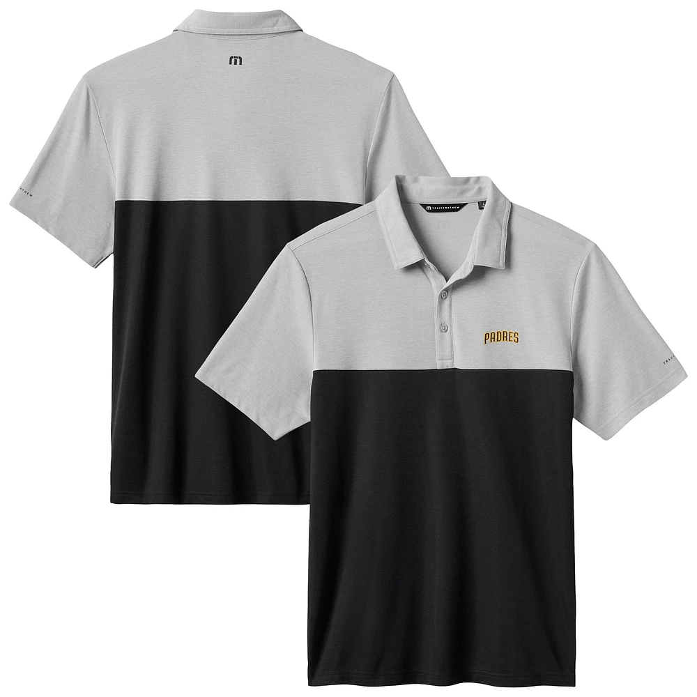 Men's TravisMathew Gray/Black San Diego Padres Home Run Leader Tri-Blend Polo