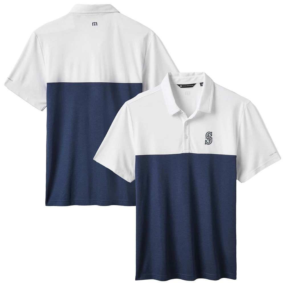 Men's TravisMathew White/Navy Seattle Mariners Home Run Leader Tri-Blend Polo