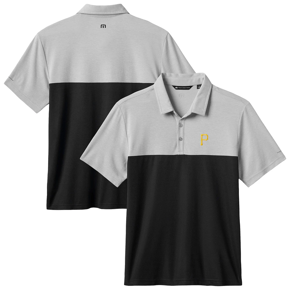 Men's TravisMathew Gray/Black Pittsburgh Pirates Home Run Leader Tri-Blend Polo