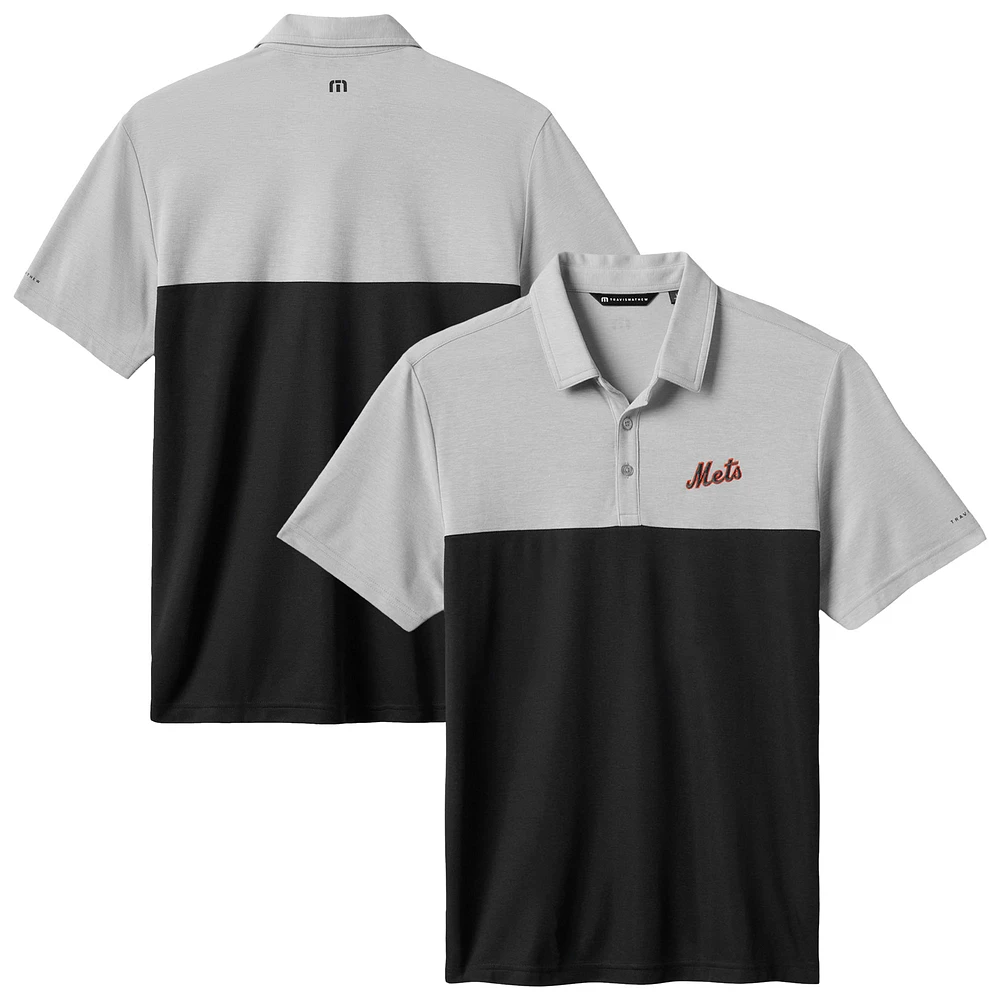 Men's TravisMathew Gray/Black New York Mets Home Run Leader Tri-Blend Polo