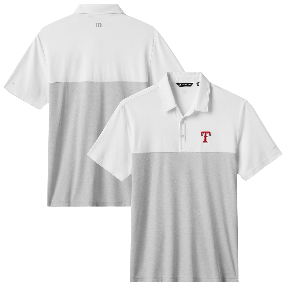 Men's TravisMathew White/Gray Texas Rangers Home Run Leader Tri-Blend Polo