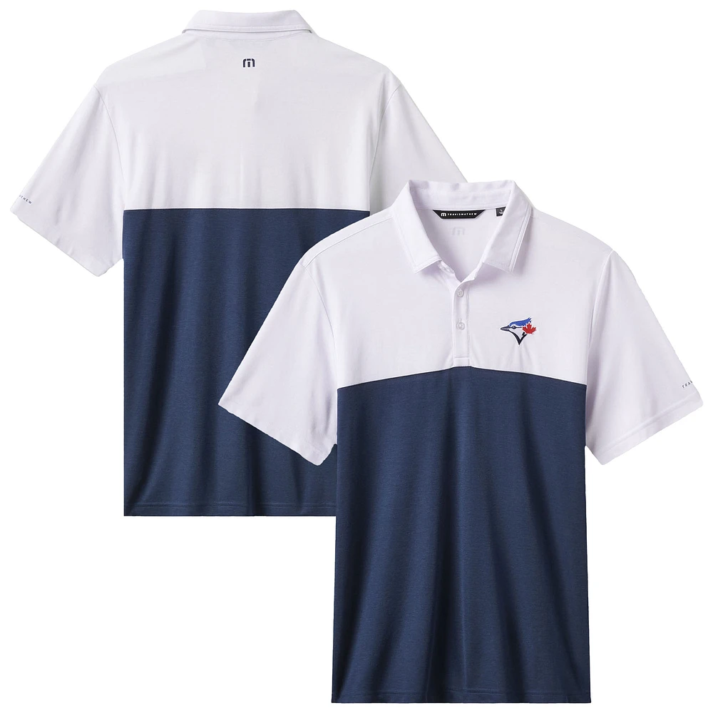 Men's TravisMathew White/Navy Toronto Blue Jays Home Run Leader Tri-Blend Polo