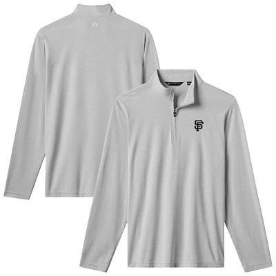 Men's TravisMathew Gray San Francisco Giants Time to Tailgate Tri-Blend Quarter-Zip Pullover