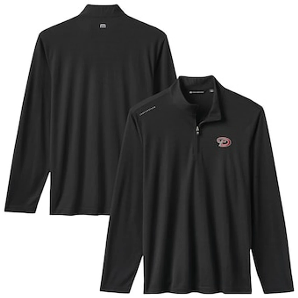Men's TravisMathew Black Arizona Diamondbacks Time to Tailgate Tri-Blend Quarter-Zip Pullover