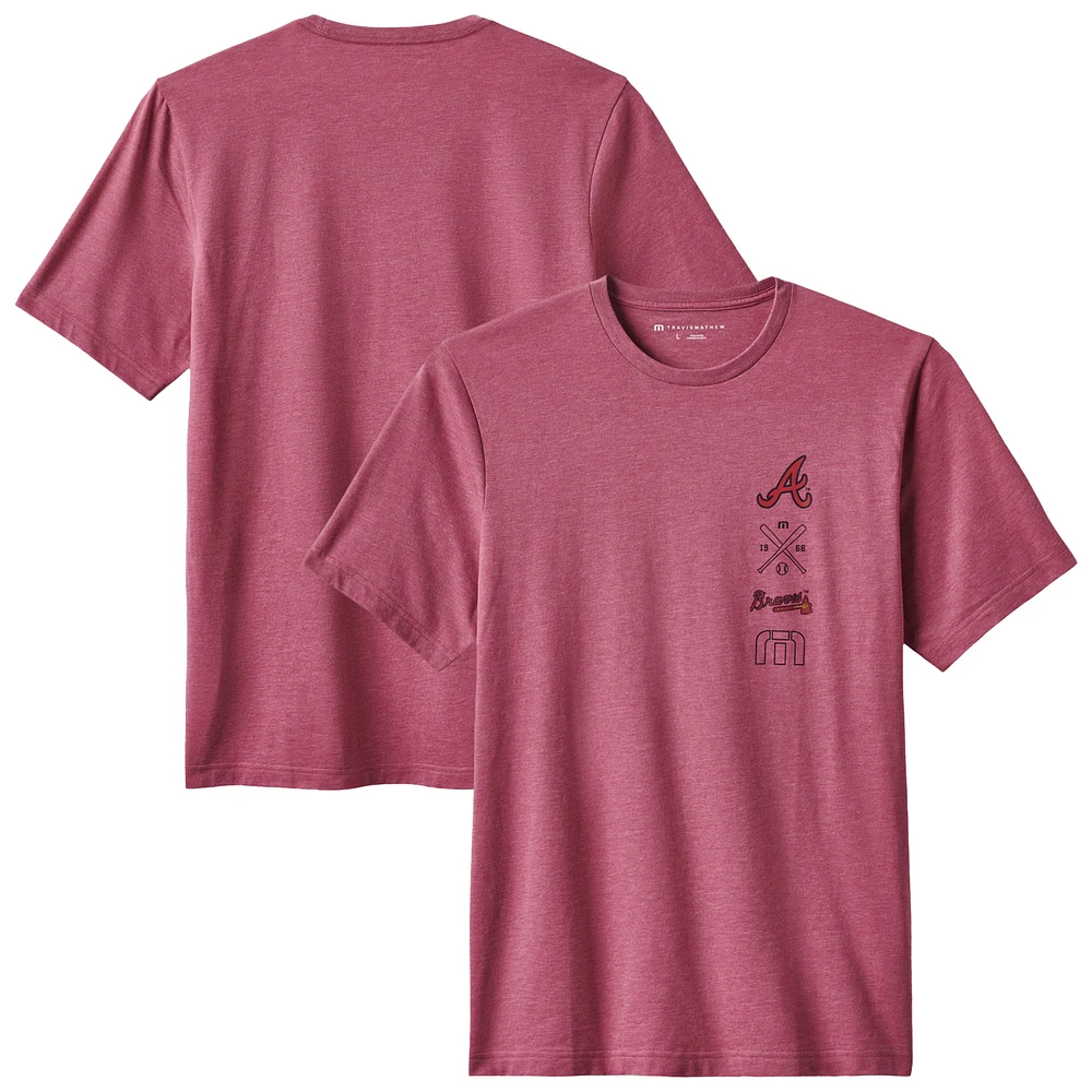 Men's TravisMathew Heather Red Atlanta Braves Sunset Slam 2.0 T-Shirt