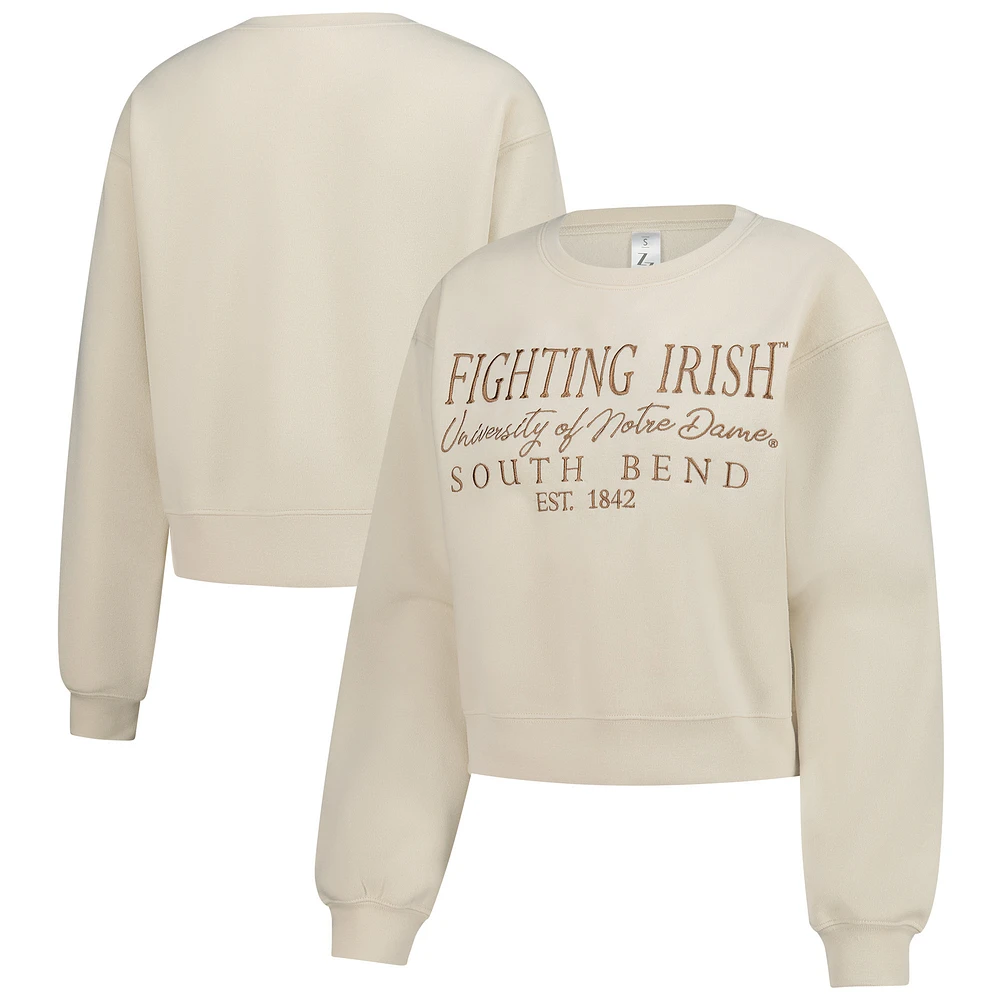 Women's ZooZatz Sand Notre Dame Fighting Irish Cropped Crewneck Sweatshirt