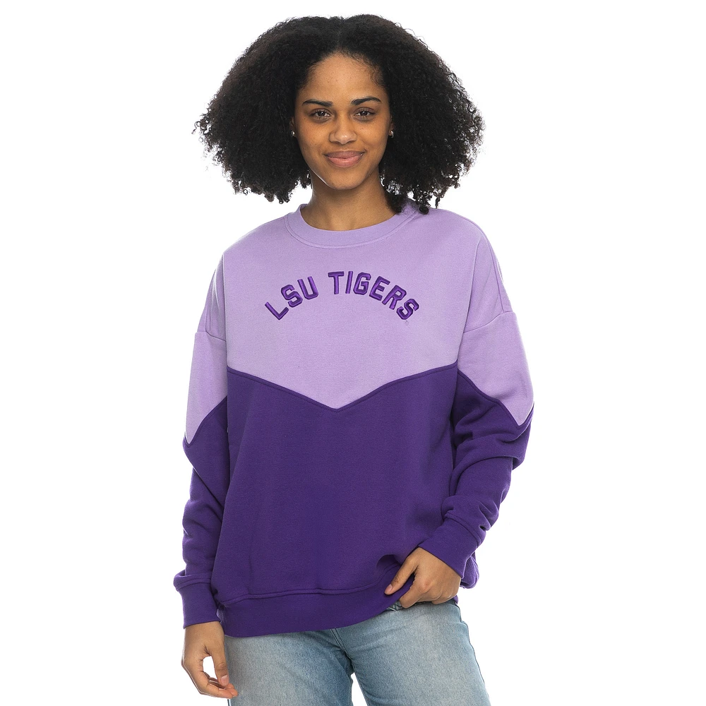 Women's ZooZatz Light Purple LSU Tigers Bestie Oversized Pullover Sweatshirt