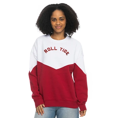 Women's ZooZatz White Alabama Crimson Tide Bestie Oversized Pullover Sweatshirt