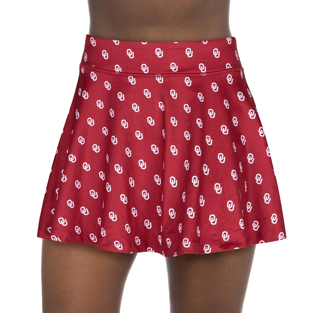 Women's ZooZatz Crimson Oklahoma Sooners All-Over Print Flowy Skort