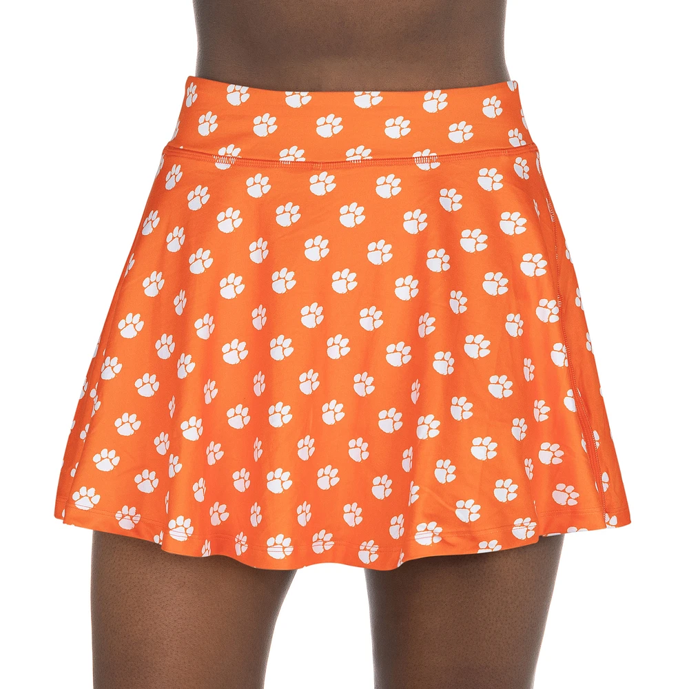 Women's ZooZatz Orange Clemson Tigers All-Over Print Flowy Skort