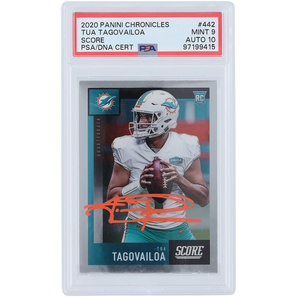 Tua Tagovailoa Miami Dolphins Autographed 2020 Panini Chronicles Score Orange Ink #442 PSA Authenticated /10 Rookie Card