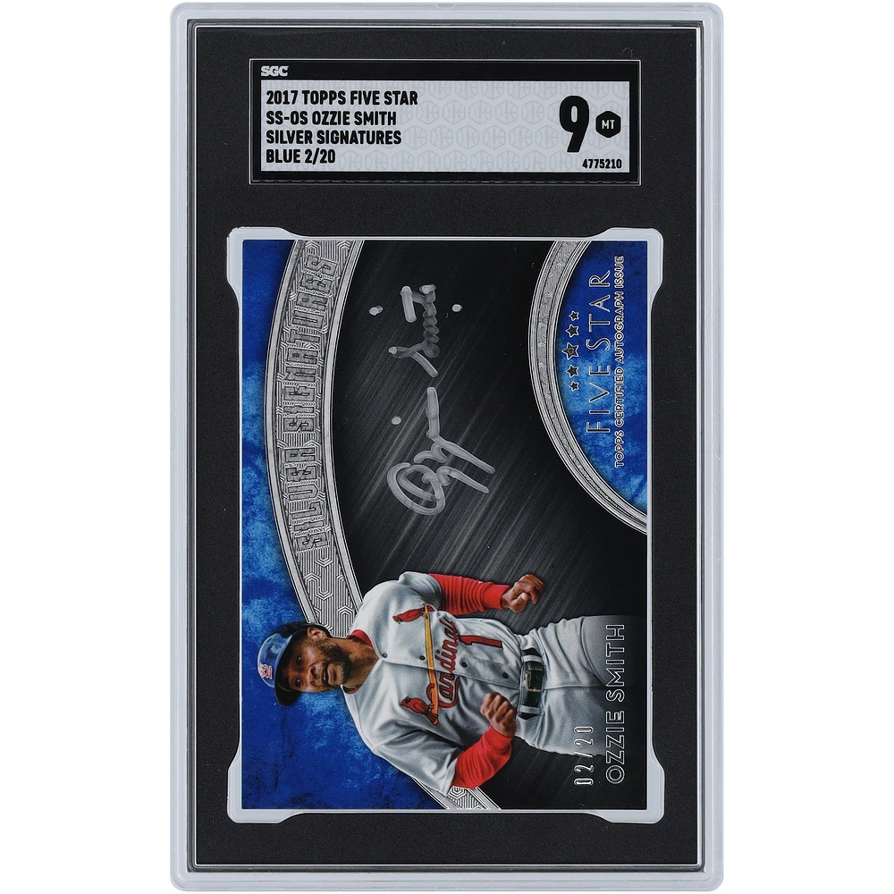 Ozzie Smith St. Louis Cardinals Autographed 2017 Topps Five Star Silver Signatures Blue #SS-OS #2/20 SGC Authenticated 9 Card