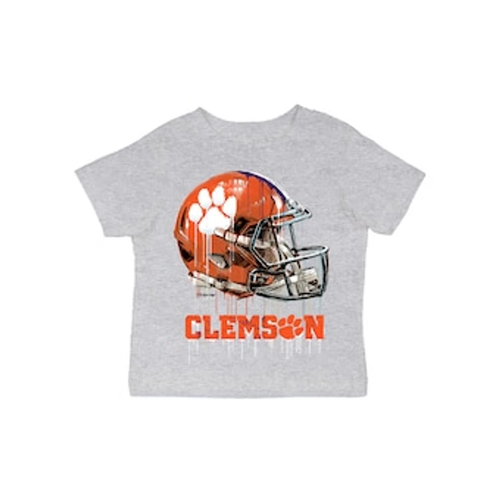 Infant Vive La Fete Gray Clemson Tigers Dripping Football Helmet T-Shirt