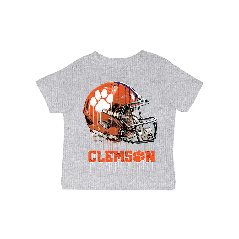 Infant Vive La Fete Gray Clemson Tigers Dripping Football Helmet T-Shirt