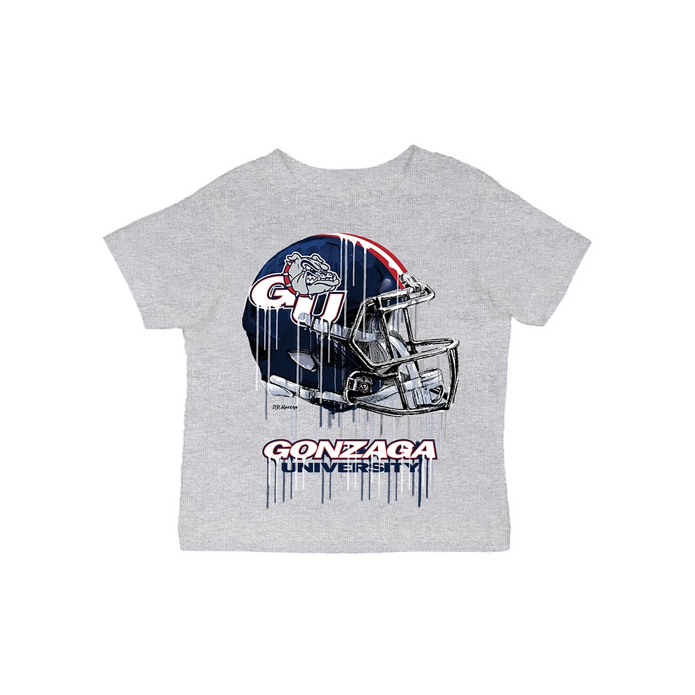 Infant Vive La Fete Gray Gonzaga Bulldogs Dripping Football Helmet T-Shirt