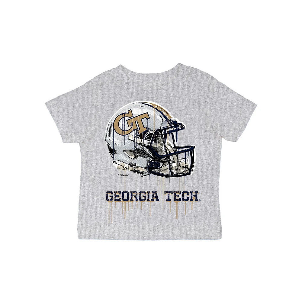 Infant Vive La Fete Gray Georgia Tech Yellow Jackets Dripping Football Helmet T-Shirt