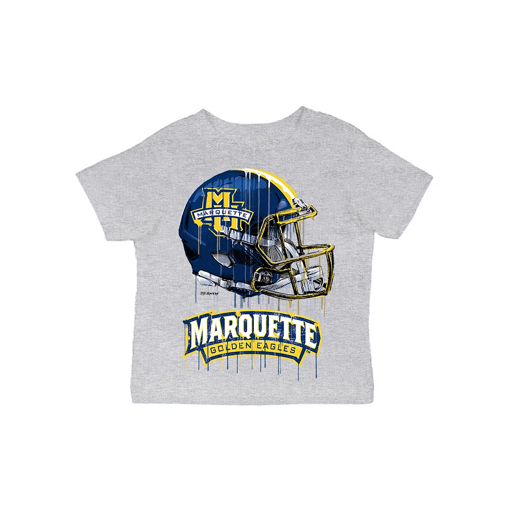 Infant Vive La Fete Gray Marquette Golden Eagles Dripping Football Helmet T-Shirt