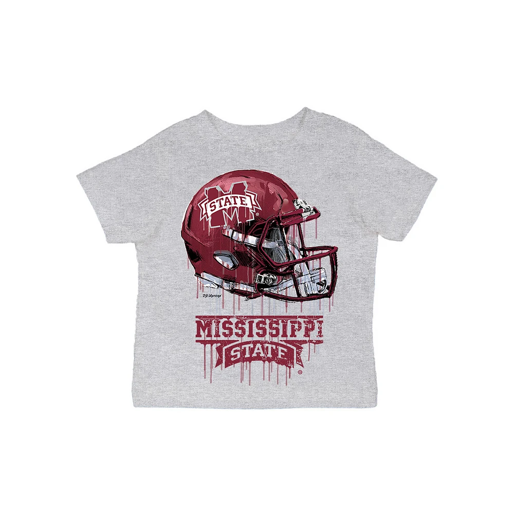 Infant Vive La Fete Gray Mississippi State Bulldogs Dripping Football Helmet T-Shirt
