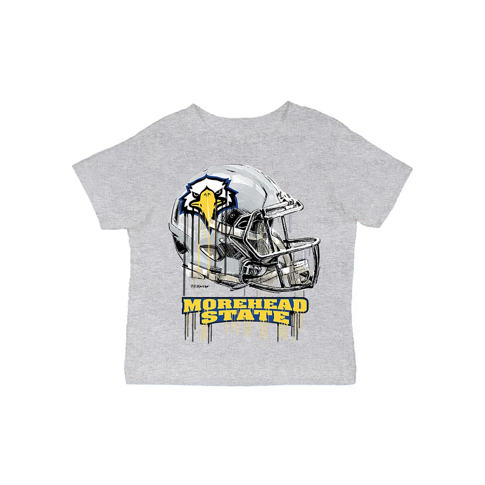 Infant Vive La Fete Gray Morehead State Eagles Dripping Football Helmet T-Shirt