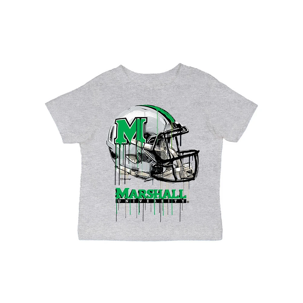 Infant Vive La Fete Gray Marshall Thundering Herd Dripping Football Helmet T-Shirt
