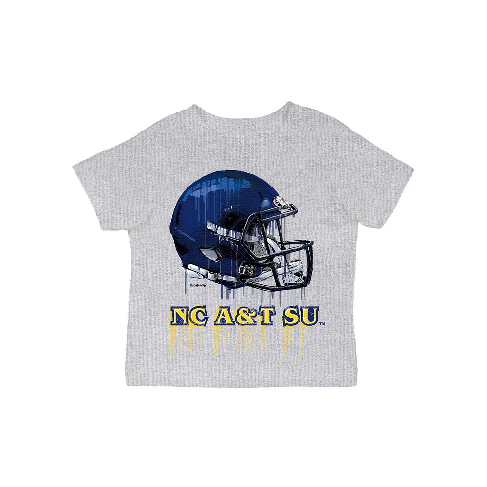 Infant Vive La Fete Gray North Carolina A&T Aggies Dripping Football Helmet T-Shirt