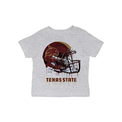 Infant Vive La Fete Gray Texas State Bobcats Dripping Football Helmet T-Shirt