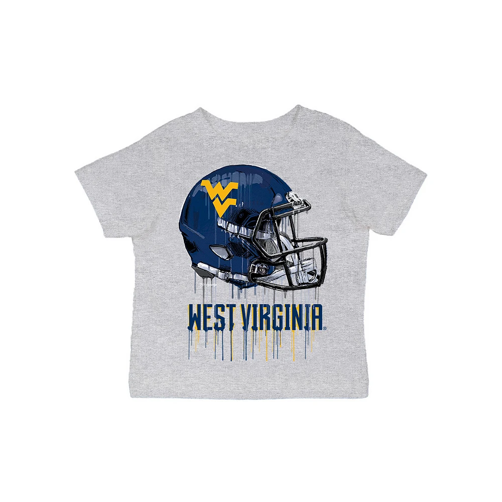 Infant Vive La Fete Gray West Virginia Mountaineers Dripping Football Helmet T-Shirt