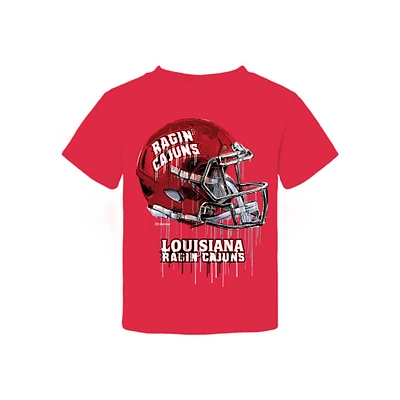 Toddler Vive La Fete Cardinal Louisiana Ragin' Cajuns Dripping Football Helmet T-Shirt
