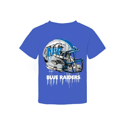 Toddler Vive La Fete Light Blue MTSU Raiders Dripping Football Helmet T-Shirt