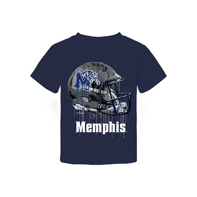 Toddler Vive La Fete Navy Memphis Tigers Dripping Football Helmet T-Shirt