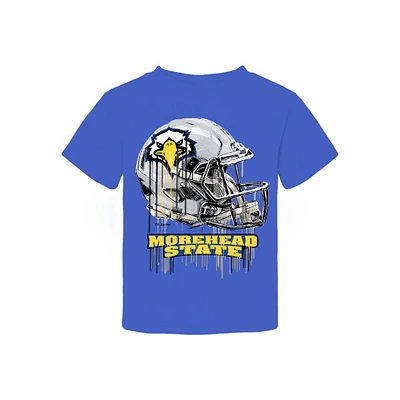 Toddler Vive La Fete Light Blue Morehead State Eagles Dripping Football Helmet T-Shirt
