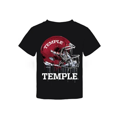 Toddler Vive La Fete Black Temple Owls Dripping Football Helmet T-Shirt