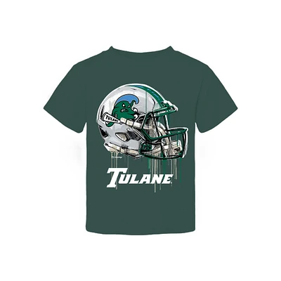 Toddler Vive La Fete Green Tulane Wave Dripping Football Helmet T-Shirt