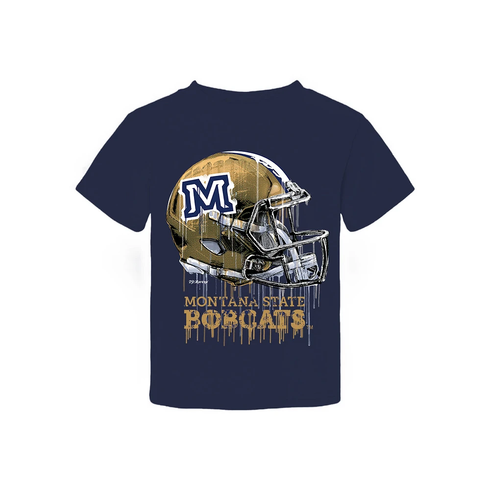 Toddler Vive La Fete Navy Montana State Bobcats Dripping Football Helmet T-Shirt