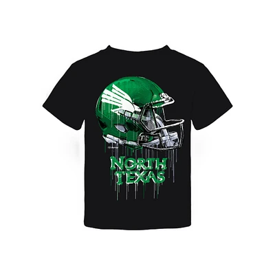 Toddler Vive La Fete Black North Texas Mean Green Dripping Football Helmet T-Shirt