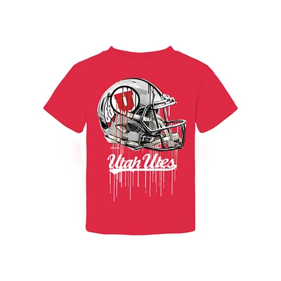 Toddler Vive La Fete Red Utah Utes Dripping Football Helmet T-Shirt
