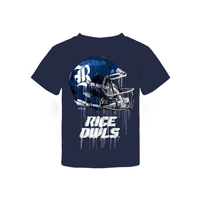 Toddler Vive La Fete Navy Rice Owls Dripping Football Helmet T-Shirt