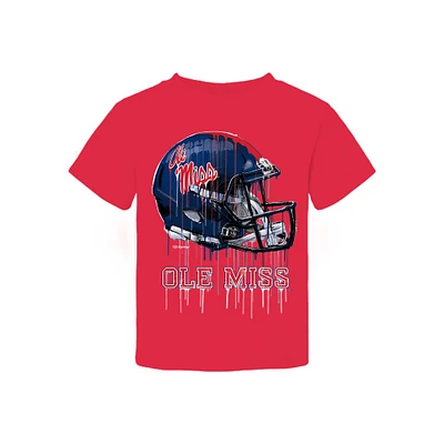 Toddler Vive La Fete Red Ole Miss Rebels Dripping Football Helmet T-Shirt