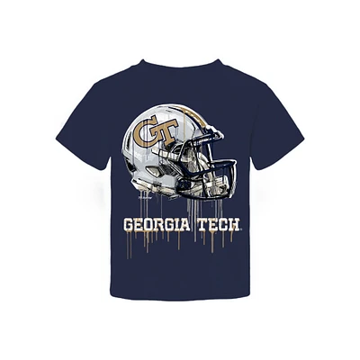 Toddler Vive La Fete Navy Georgia Tech Yellow Jackets Dripping Football Helmet T-Shirt
