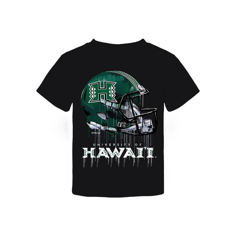 Toddler Vive La Fete Black Hawaii Rainbow Warriors Dripping Football Helmet T-Shirt