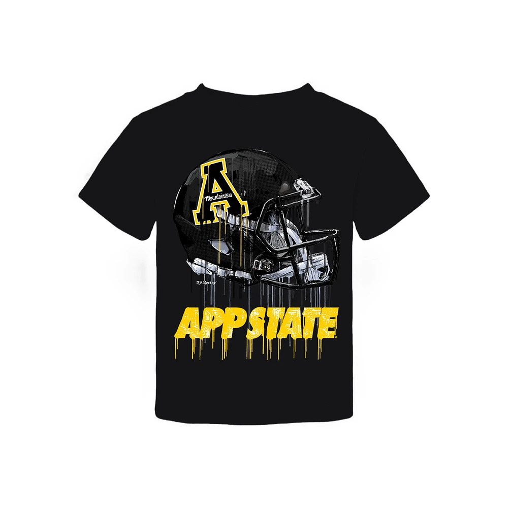 Toddler Vive La Fete Black Appalachian State Mountaineers Dripping Football Helmet T-Shirt