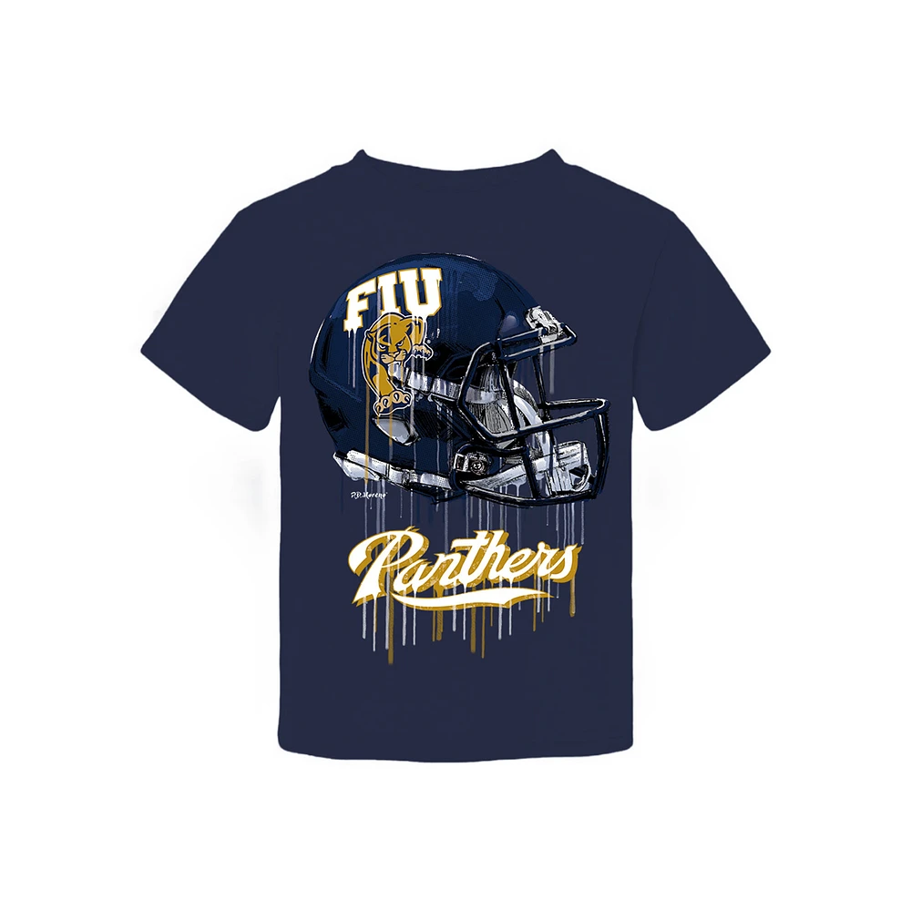 Toddler Vive La Fete Navy FIU Panthers Dripping Football Helmet T-Shirt