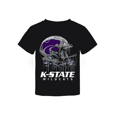 Toddler Vive La Fete Black Kansas State Wildcats Dripping Football Helmet T-Shirt