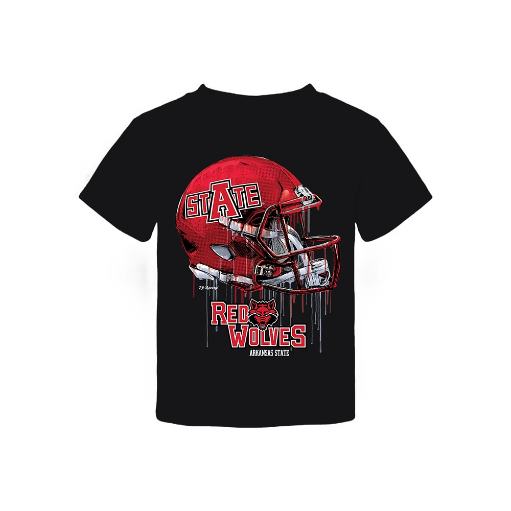 Toddler Vive La Fete Black Arkansas State Red Wolves Dripping Football Helmet T-Shirt