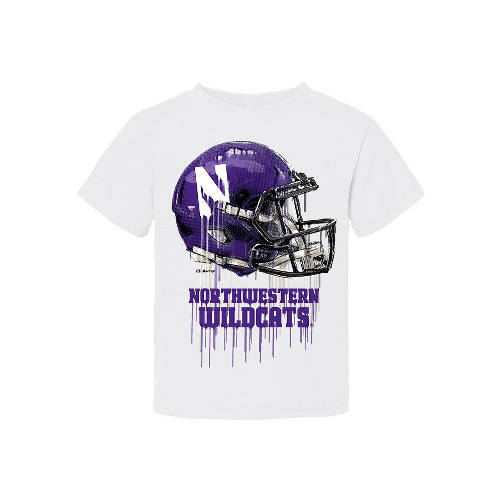 Toddler Vive La Fete White Northwestern Wildcats Dripping Football Helmet T-Shirt