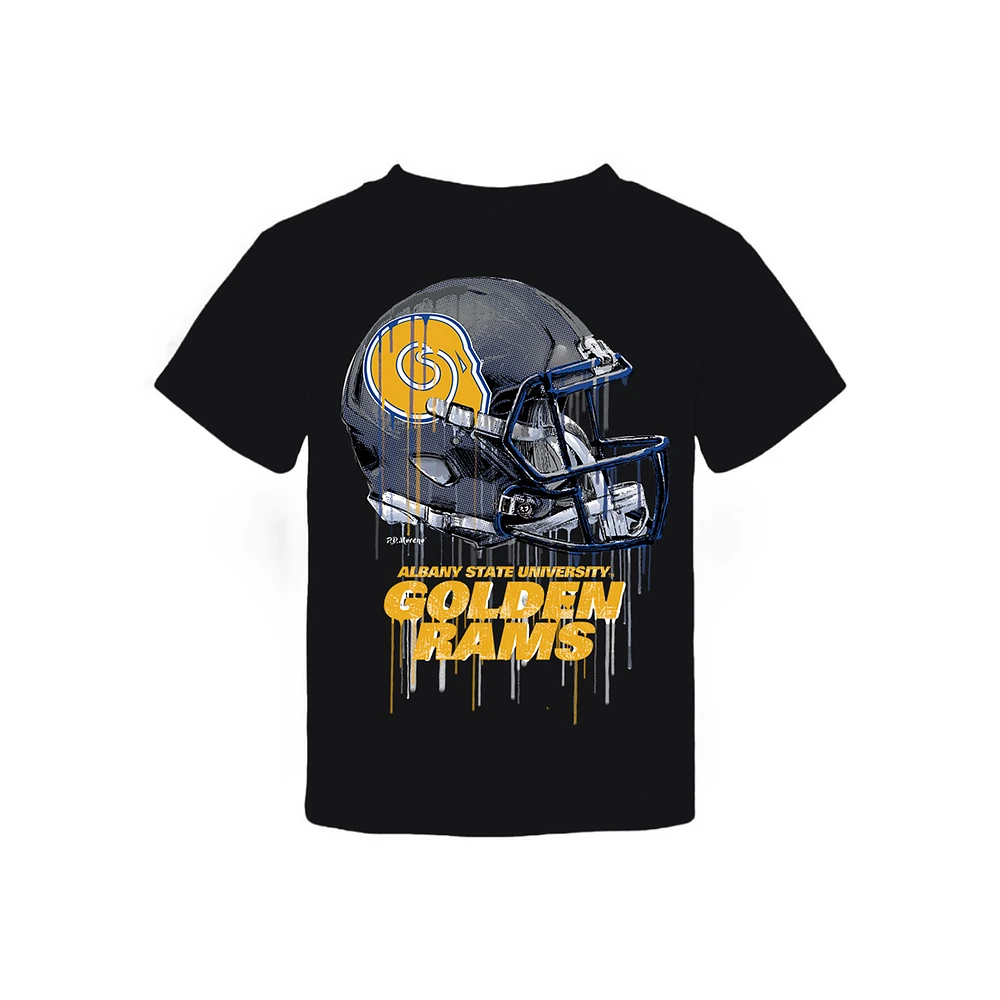 Toddler Vive La Fete Black Albany State Golden Rams Dripping Football Helmet T-Shirt