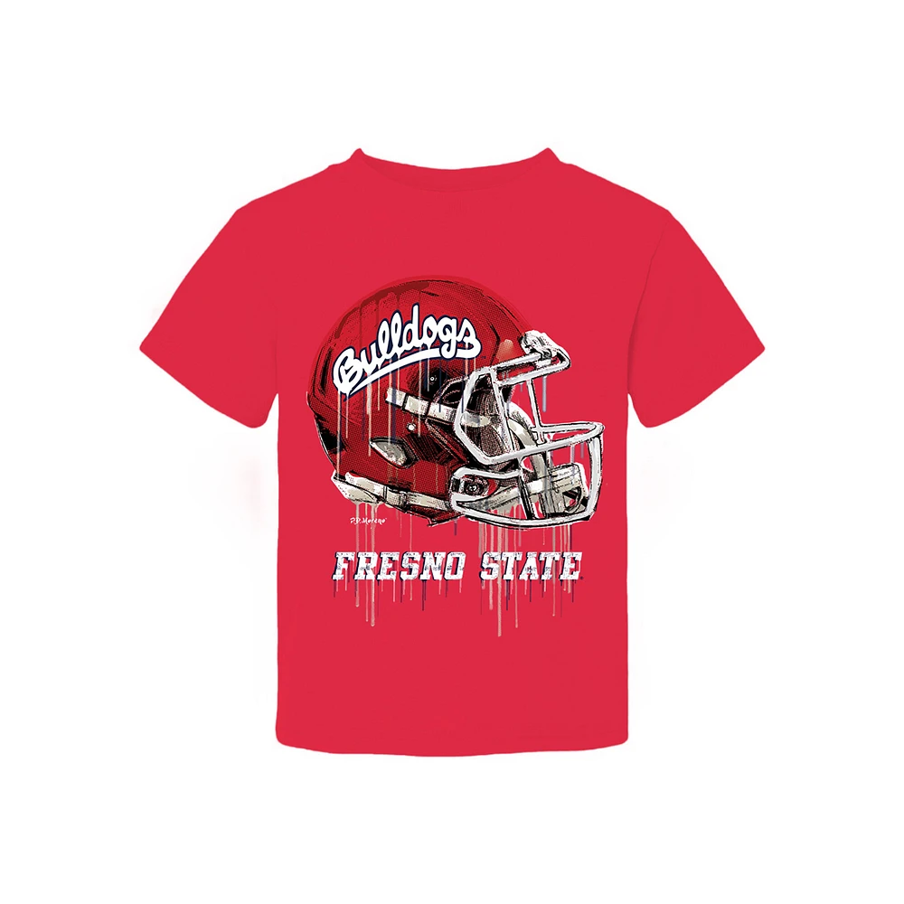 Toddler Vive La Fete Red Fresno State Bulldogs Dripping Football Helmet T-Shirt