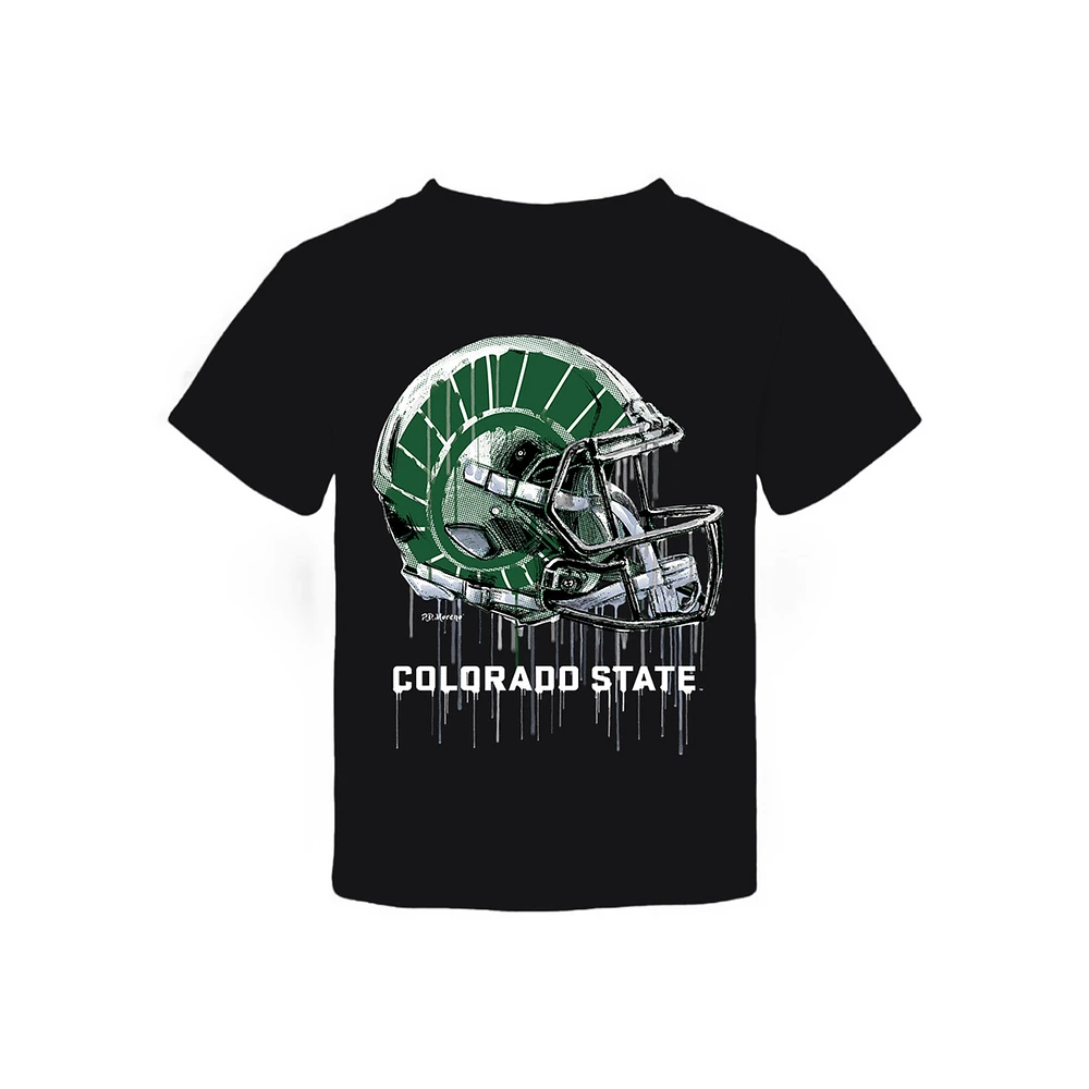 Toddler Vive La Fete Black Colorado State Rams Dripping Football Helmet T-Shirt