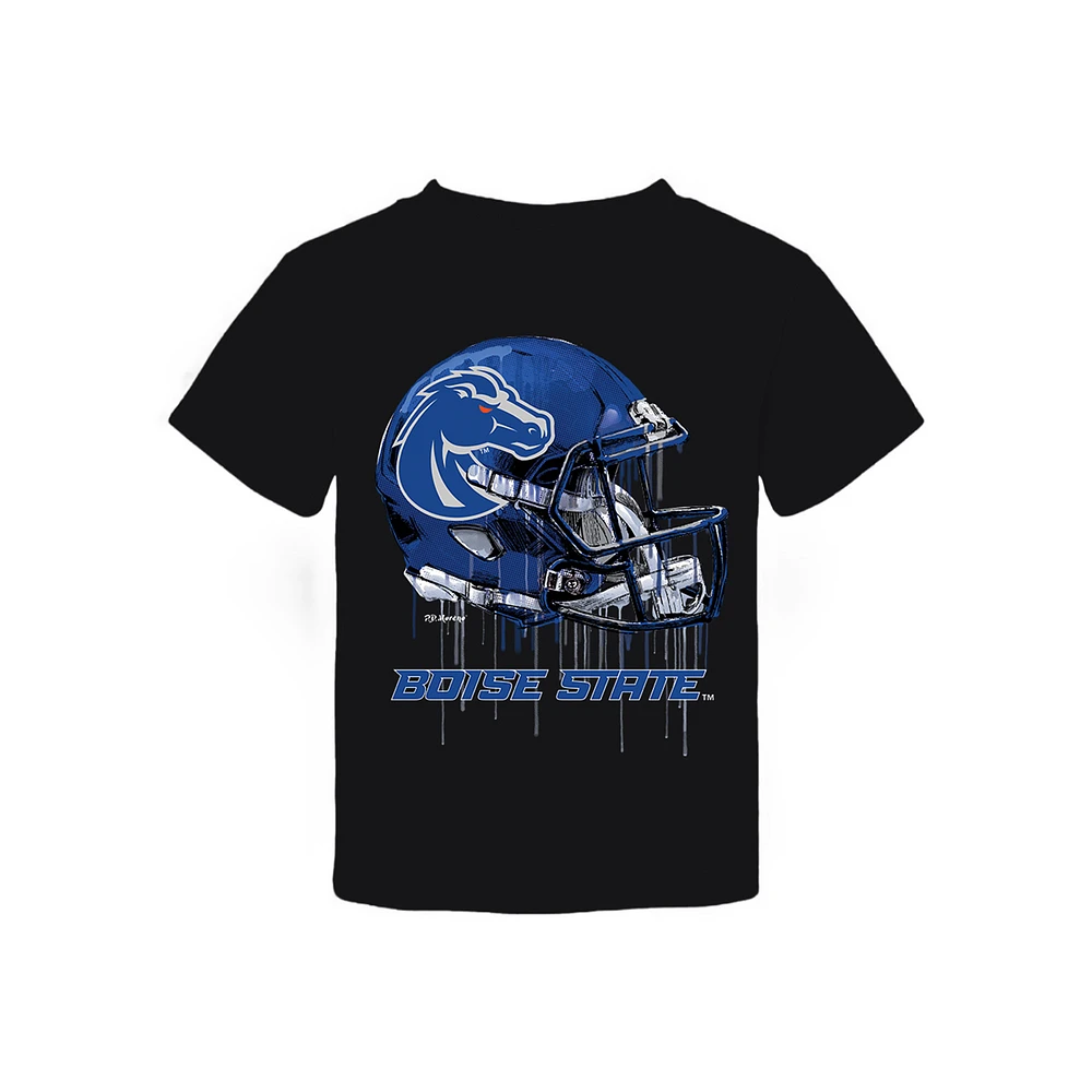 Toddler Vive La Fete Black Boise State Broncos Dripping Football Helmet T-Shirt